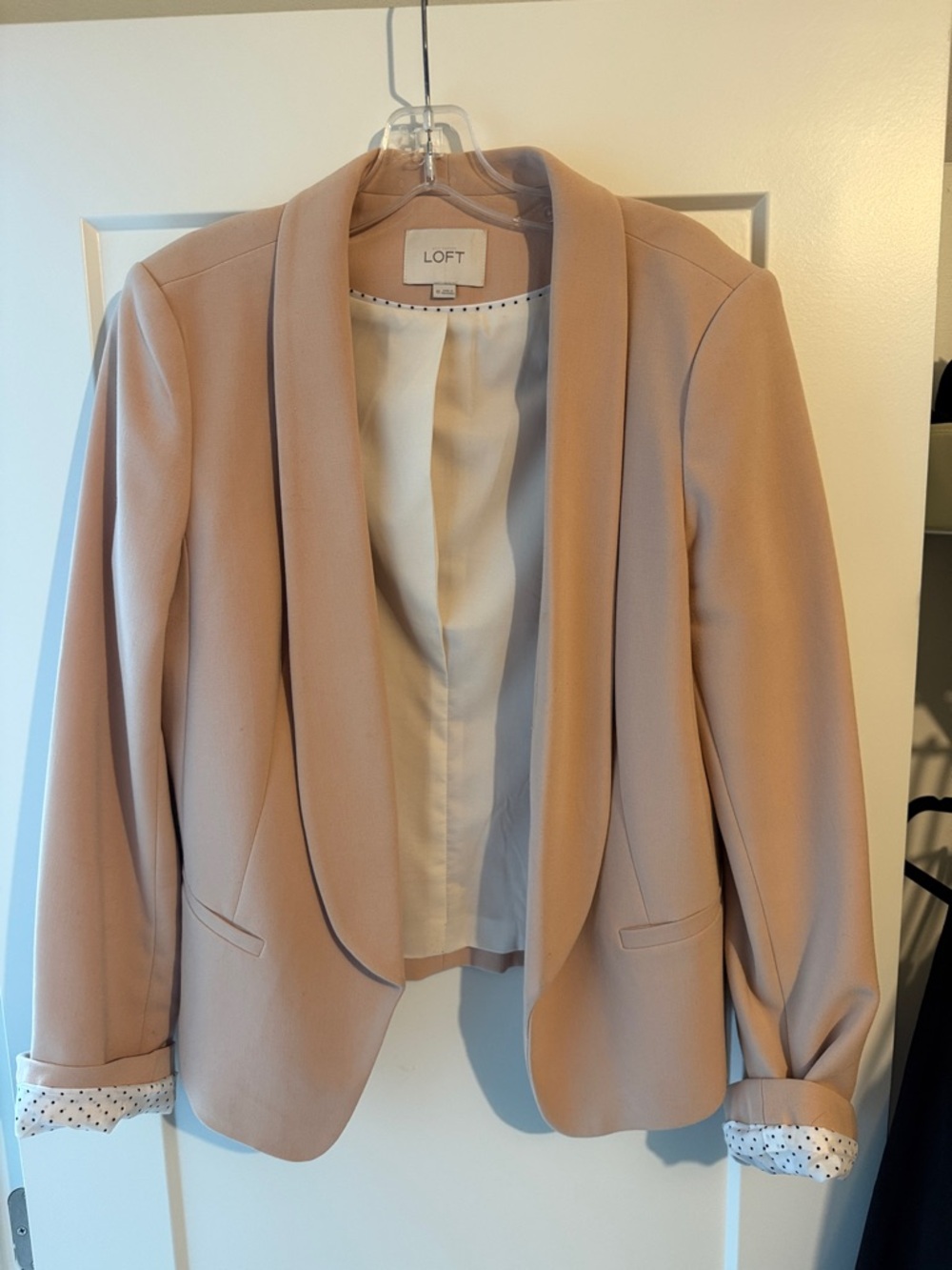 LOFT Blush Pink Open-Front Shawl Collar Blazer